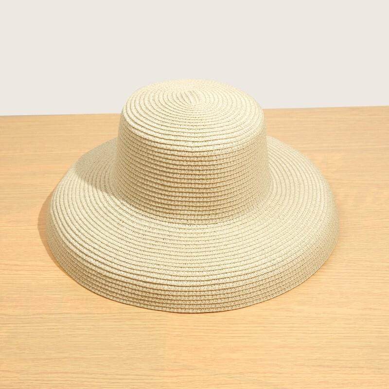 Straw Hat Women'S Summer Brim French Sunscreen Hepburn Wind Visor Beach Foldable Versatile Hat Women'S Bucket Hat