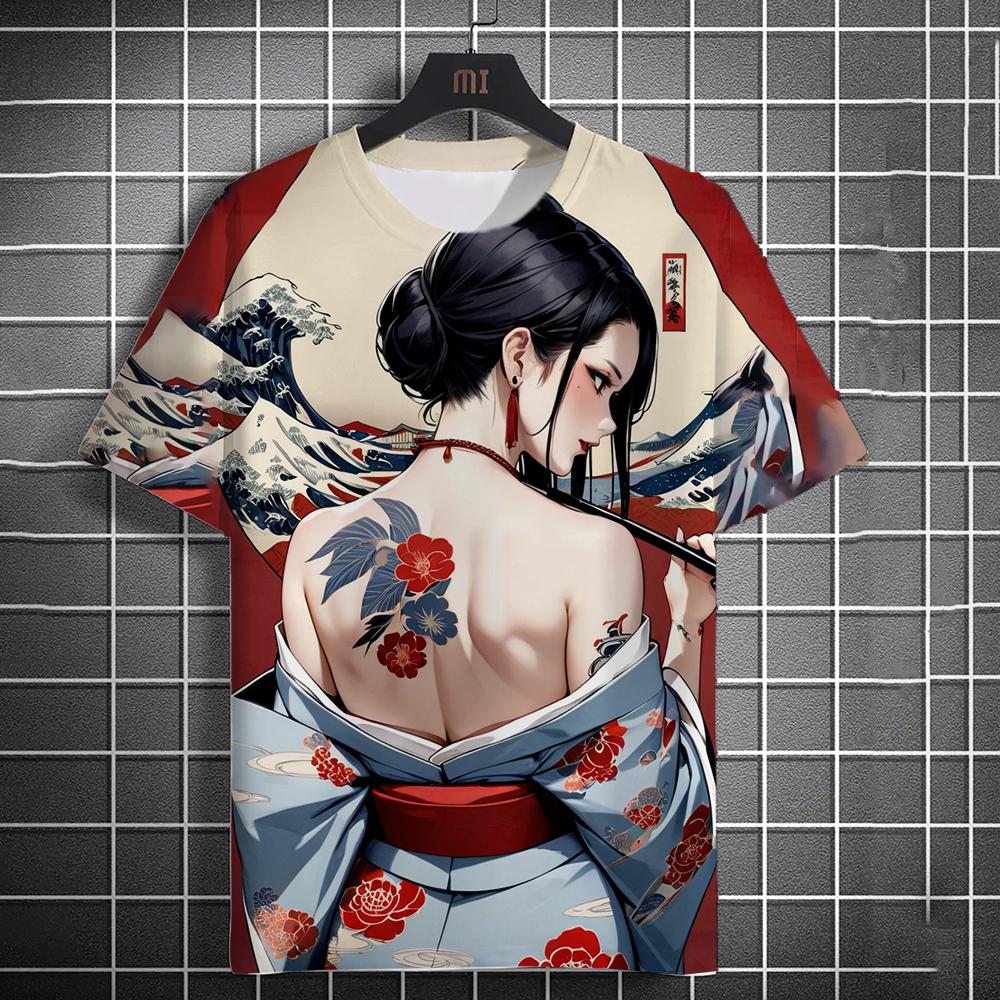 Vintage Girl Pattern Men's T-Shirt Cartoon 3d Printing T-shirt Oversized Tees For Men Bad Girl Harajuku Top Short Sleeve T Shirt