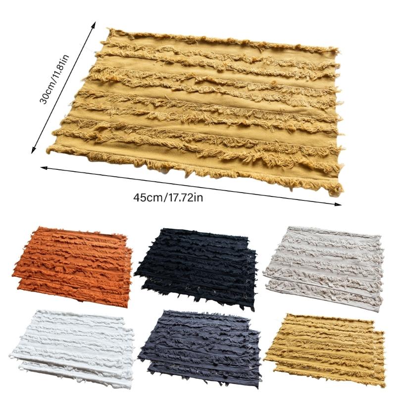 Pack of 2 Cotton Linen Dining Mats Set Table Decors Dish Protective Mats Cotton Linen Texture Suitable for Table Meals