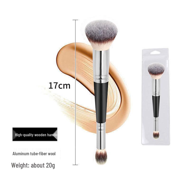 Dual-Ended Foundation and Concealer Brush - Multi-use Blush, Contour, and Nose Shadow Makeup Tool