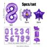 5pcs Purple Number Foil Balloon Set for Birthday Parties, Anniversaries, Holiday Celebrations, Party Decorations,