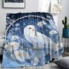 Snowy Owl Print Flannel Blanket, High quality Comfortable for All Seasons, Home Decor, Warmth and Comfort, Perfect for Christmas Gifts