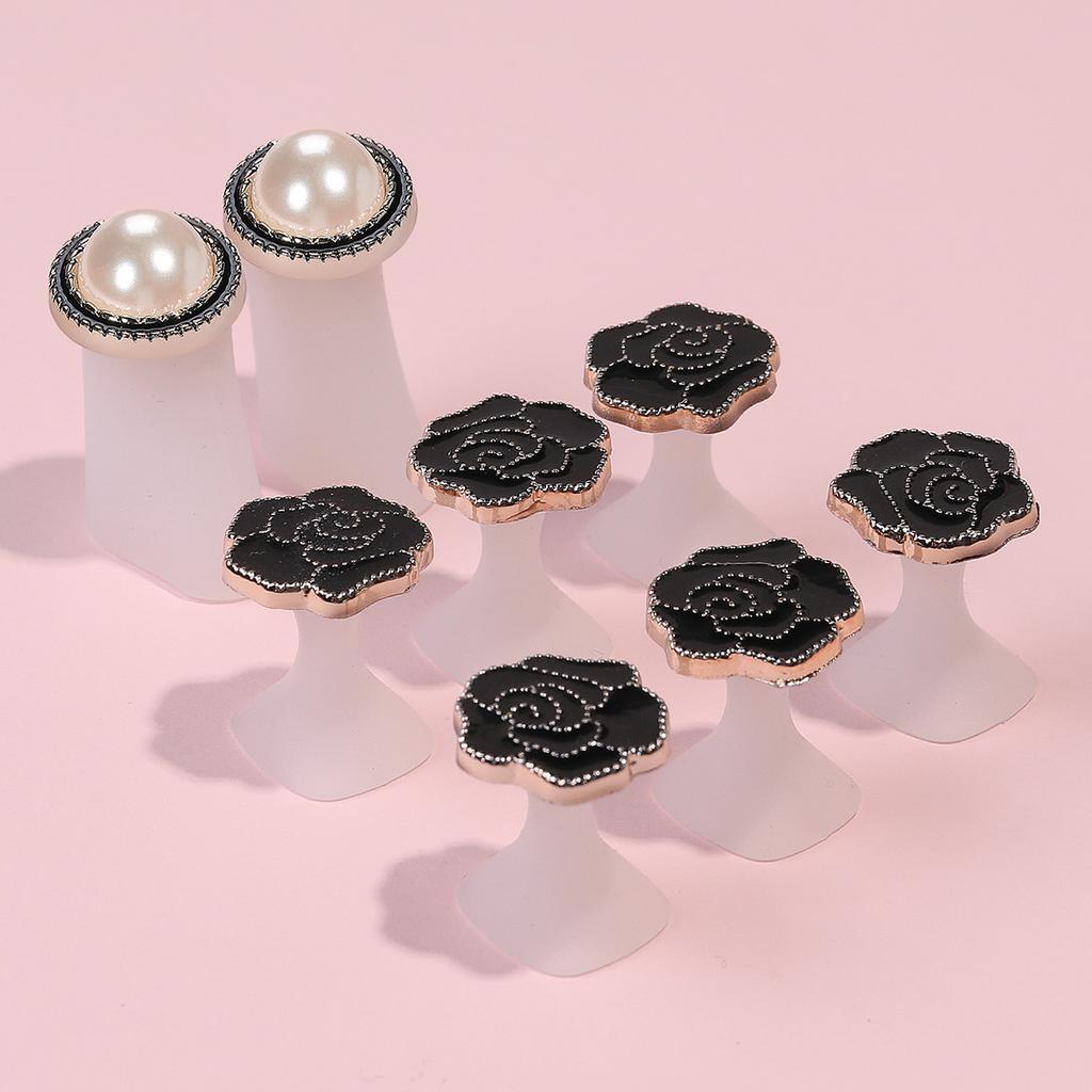 8 Peças Separador de Dedos do Pé de Silicone Rosa Preto Fofo Conjunto Suave de Ferramentas de Pedicure de Separadores de Dedos Para Pés Aplicar Esmalte e Reparar Unhas