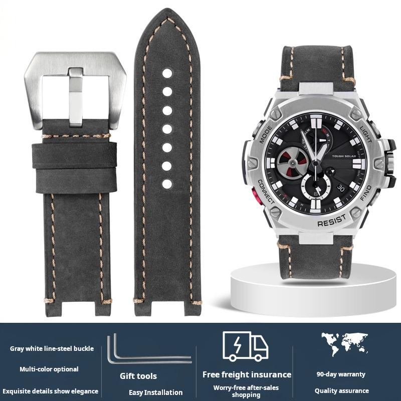 For Casio G-SHOCK series men's watchband Steel Heart GST-B100/S110/S310/W300/410/400g Vintage cowhide watch strap accessories