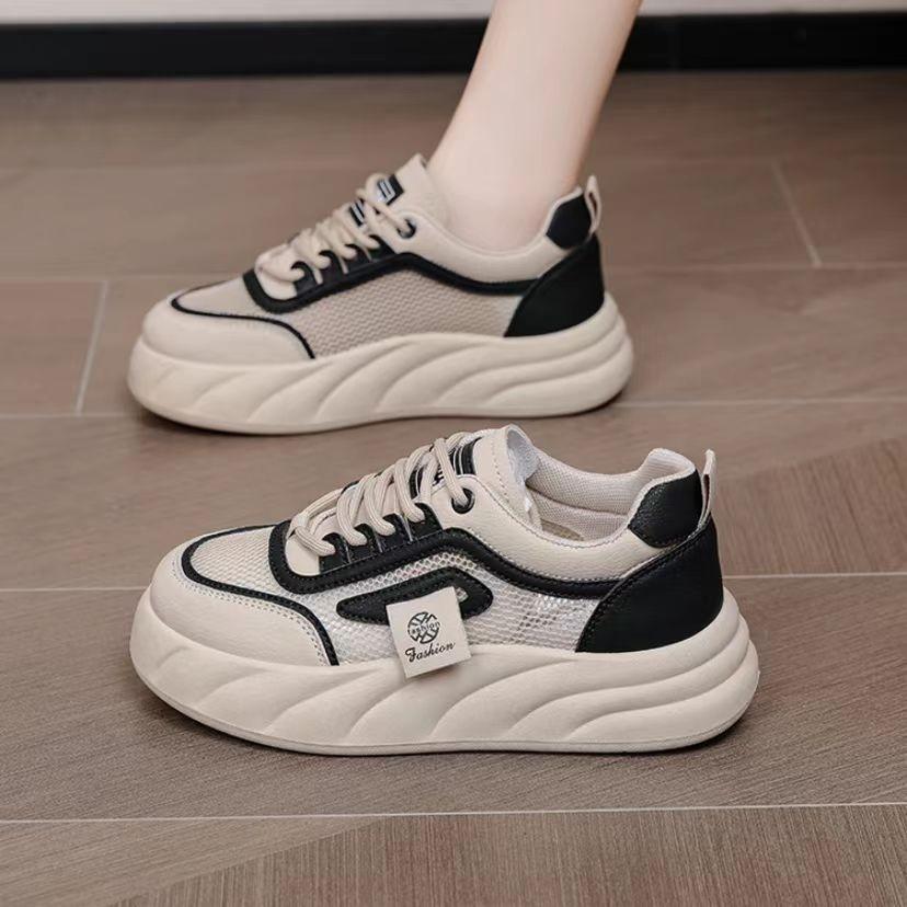 Women's Summer 2025 New Thick Soled Skirt White Shoes Thin Lightweight Soft Soled Mesh Breathable Sports Mesh Shoes
