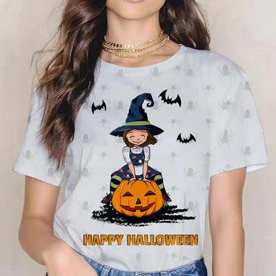 2021 Happy Halloween Lady' T-Shirt Mode Trendige Kleidung 3D-Druck Kürbis Miko Polyester Rundhals Bequemes Oberteil Locker