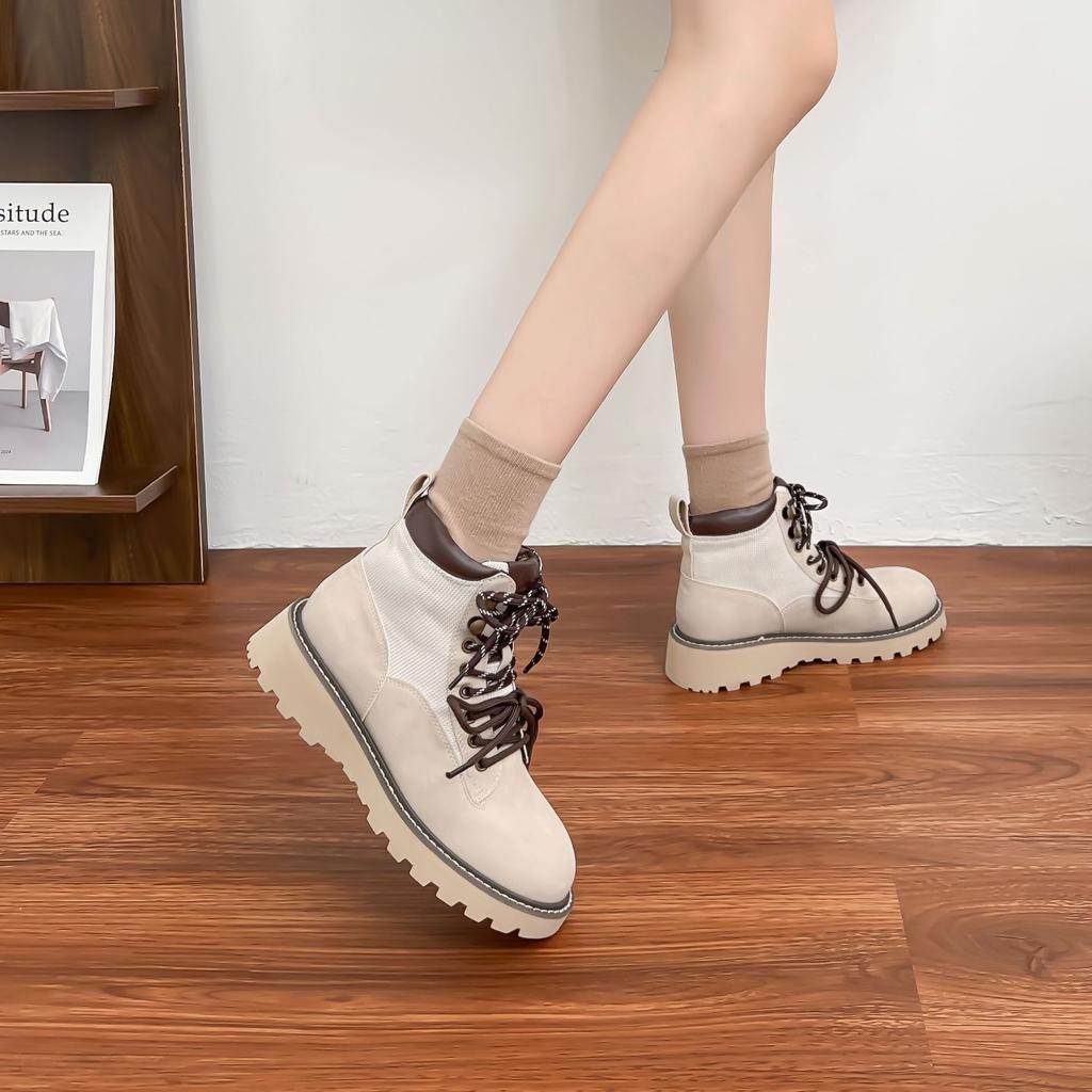 Grape mother winter new thick-soled Martin boots women wear high-end big yellow boots women's British style short boots children
