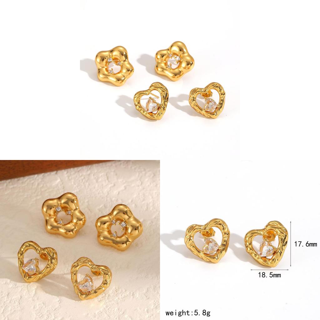 Geometric Stainless Steel Earrings For Women With Plating In Modern Light Luxury Style