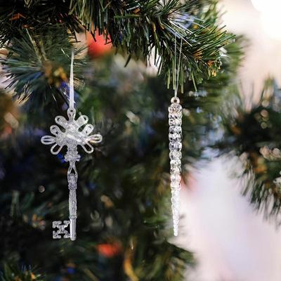 Christmas Snowflake Ornament 10 Pieces Hangable Acrylic Icicle Window Pendant Seasonal Party Decorations For Front Door Living