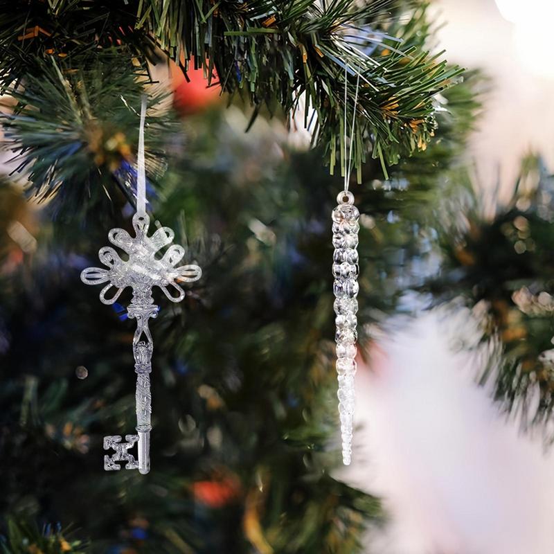 Christmas Snowflake Ornament 10 Pieces Hangable Acrylic Icicle Window Pendant Seasonal Party Decorations For Front Door Living