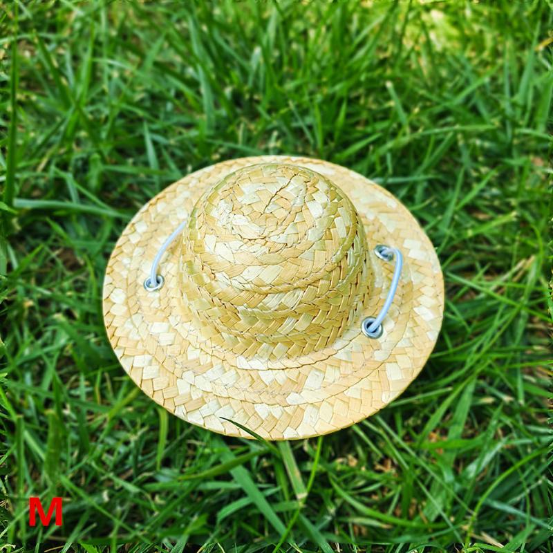 

Cute Adjustable Pet Woven Hat Dog Decorative Hat Po Prop Dog Cat Sunshade Cap Run Straw Hat For Small Dog Puppy Cat M