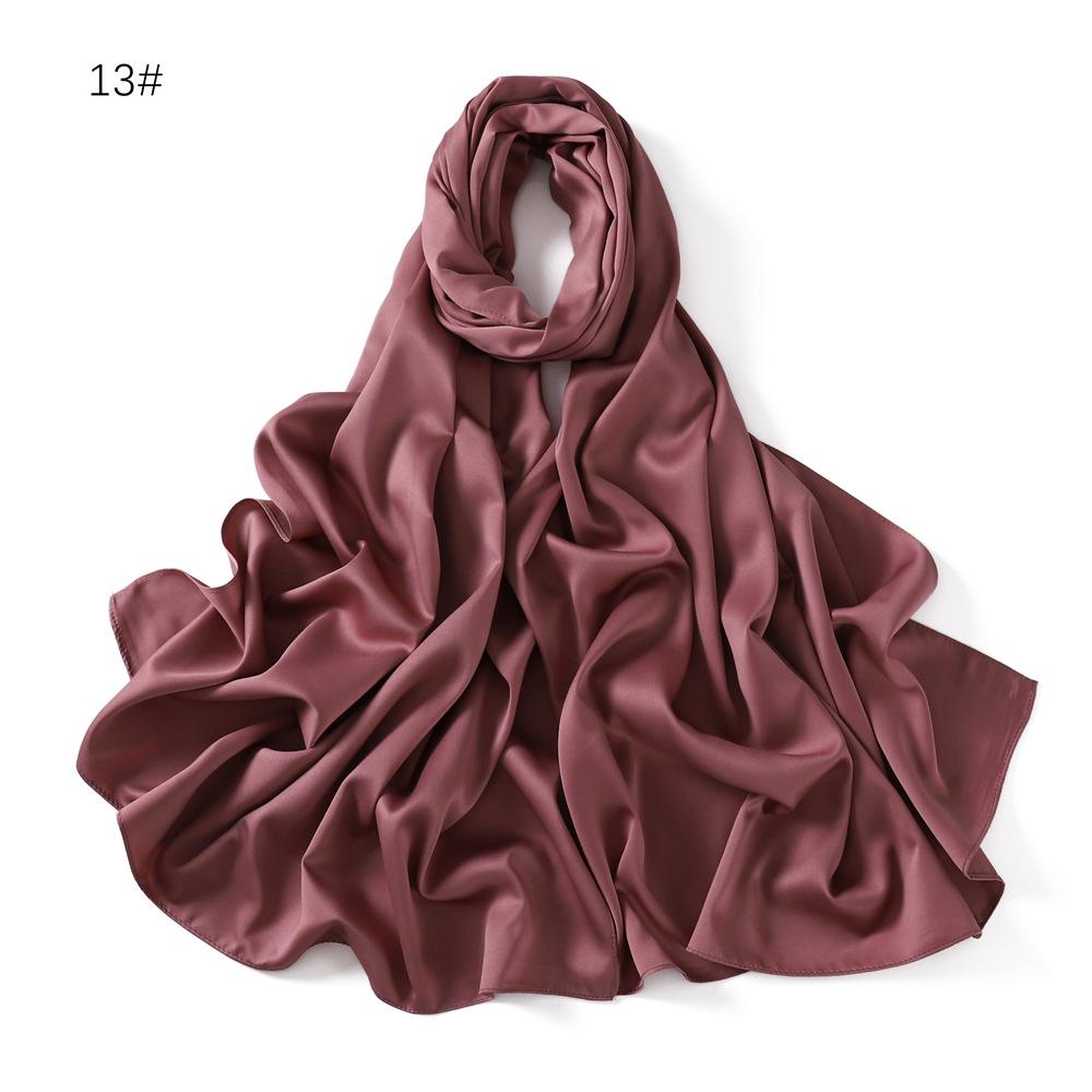 New Luxury Medine Silk Scarf For Women Muslim Plain Hijab Long Shawls Big Size Headscarf Wraps Islamic Turban Headband Bandana