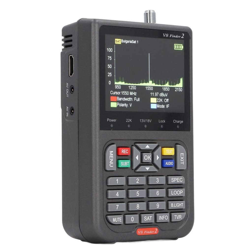 Műholdkereső 950?2150MHz 3,5 hüvelykes képernyő Digitális SAT mérő DVB S2X S2 S Jelvevő DC5V 9V