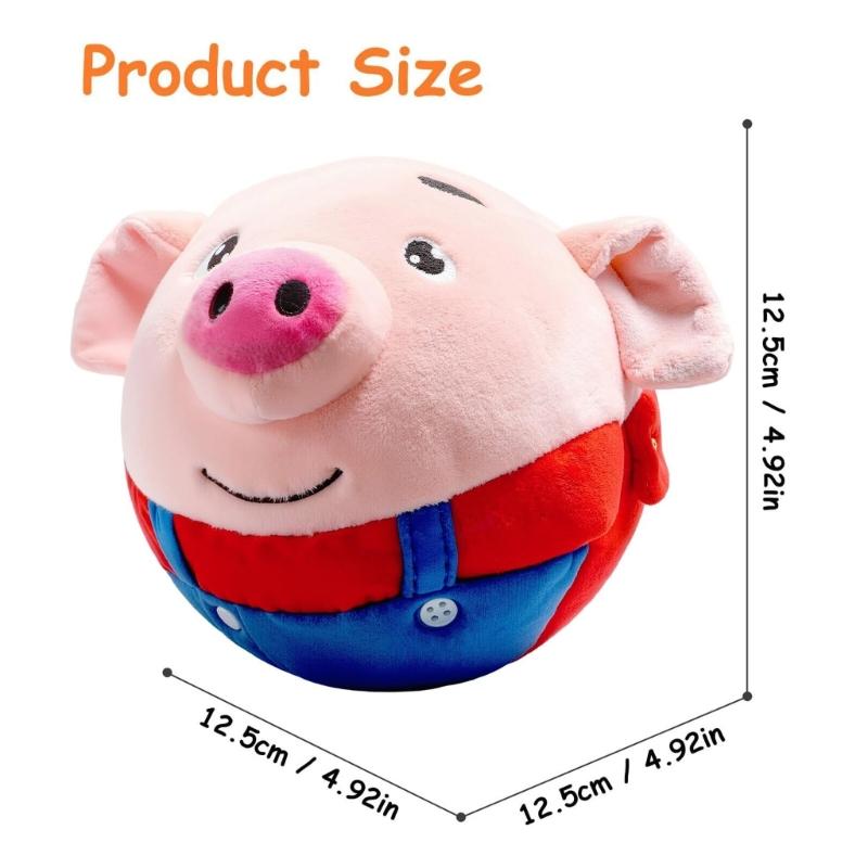 Vibrierendes Hundespielzeug Wiederaufladbarer Teaser für Haustierkatzen Hunde Interaktiver Plüsch-Schweinchenball mit Hüpfen und Soundeffekt