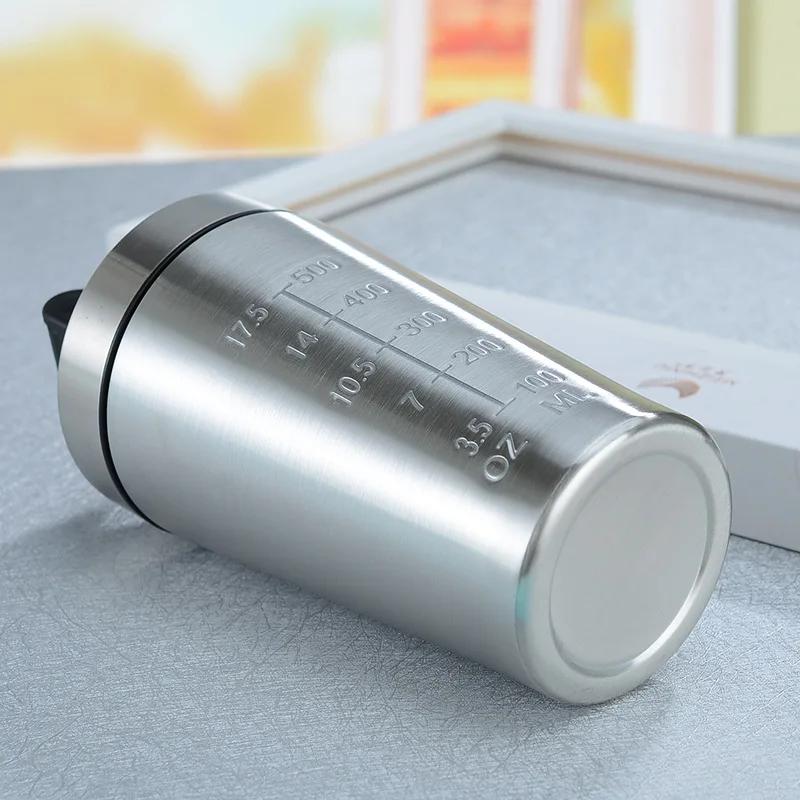 Stainless Steel Shaker Bottle Protein Powder Shaker Fitness 500/750ml Water Bottle Cup Mixer Water Bottles Gym Sports Bottle