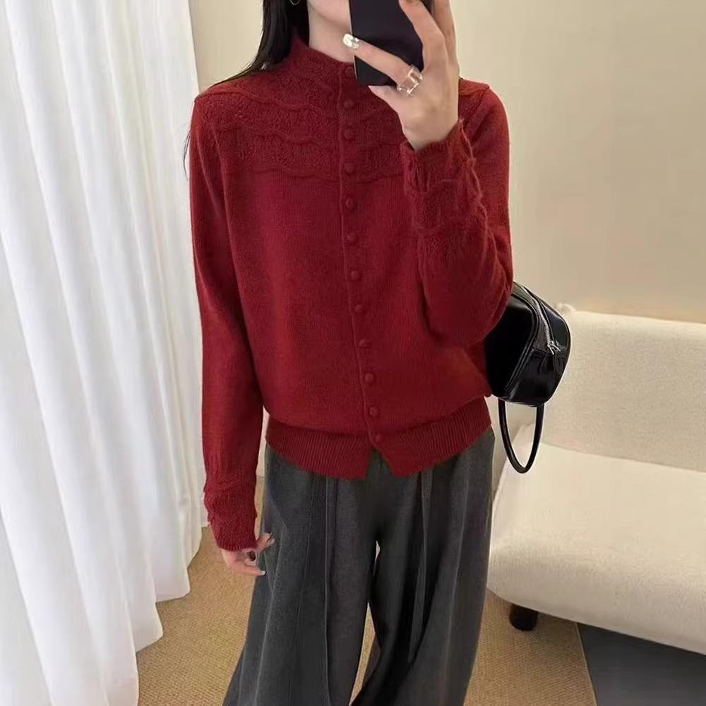 Feen-Stil Offener Halbrollkragen Pullover Damen Herbst/Winter Weicher Stil Strickmantel mit Lockerem und Dünnem Design, Geeignet zum Lagenlook.