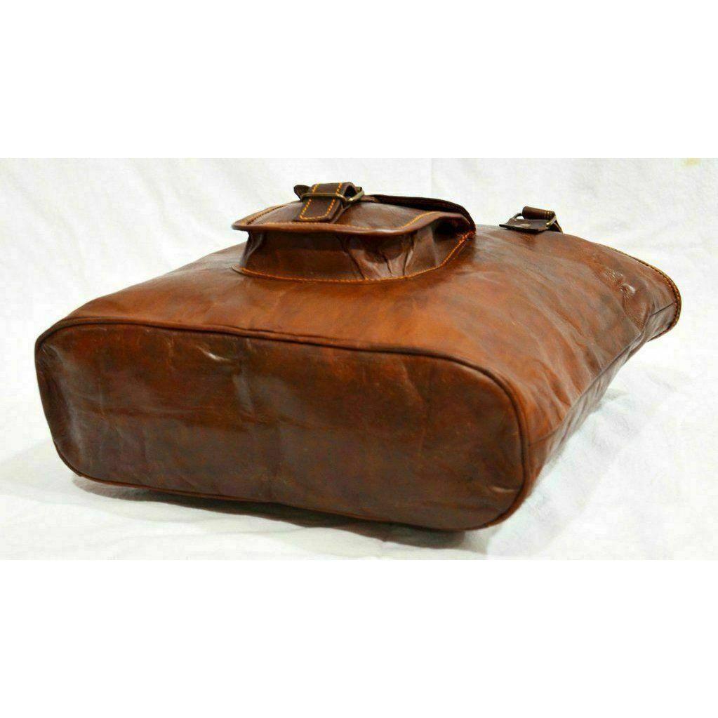 Vintage brun äkta getläder axelväska Handväska Väska