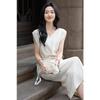 Demana Elegant Faux Two-Piece V-Neck Tie-Waist Dress
