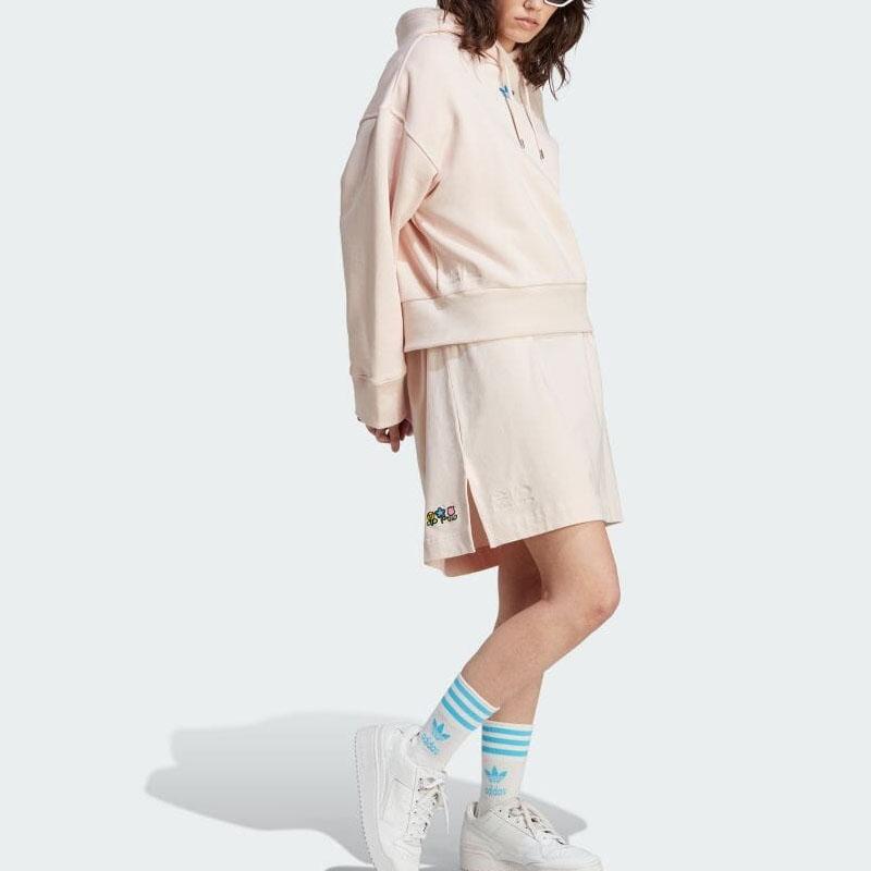 Adidas Originals Geometric Pattern Printed Pullover Hoodie Women Sweatshirts Light-Pink IJ0681