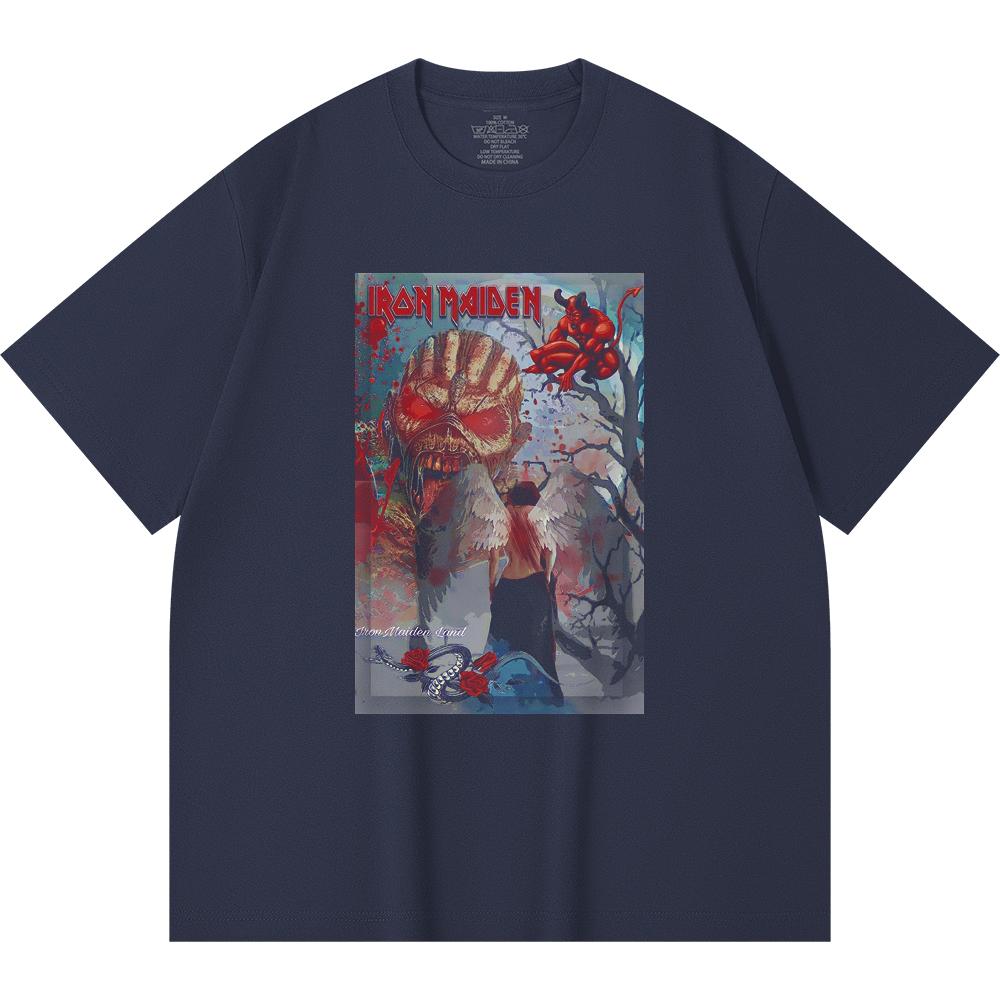 230 Gsm 100% Cotton Heavy Metal T-Shirt Rock Band Popular Music Print Unisex Heavy Cotton T Shirt