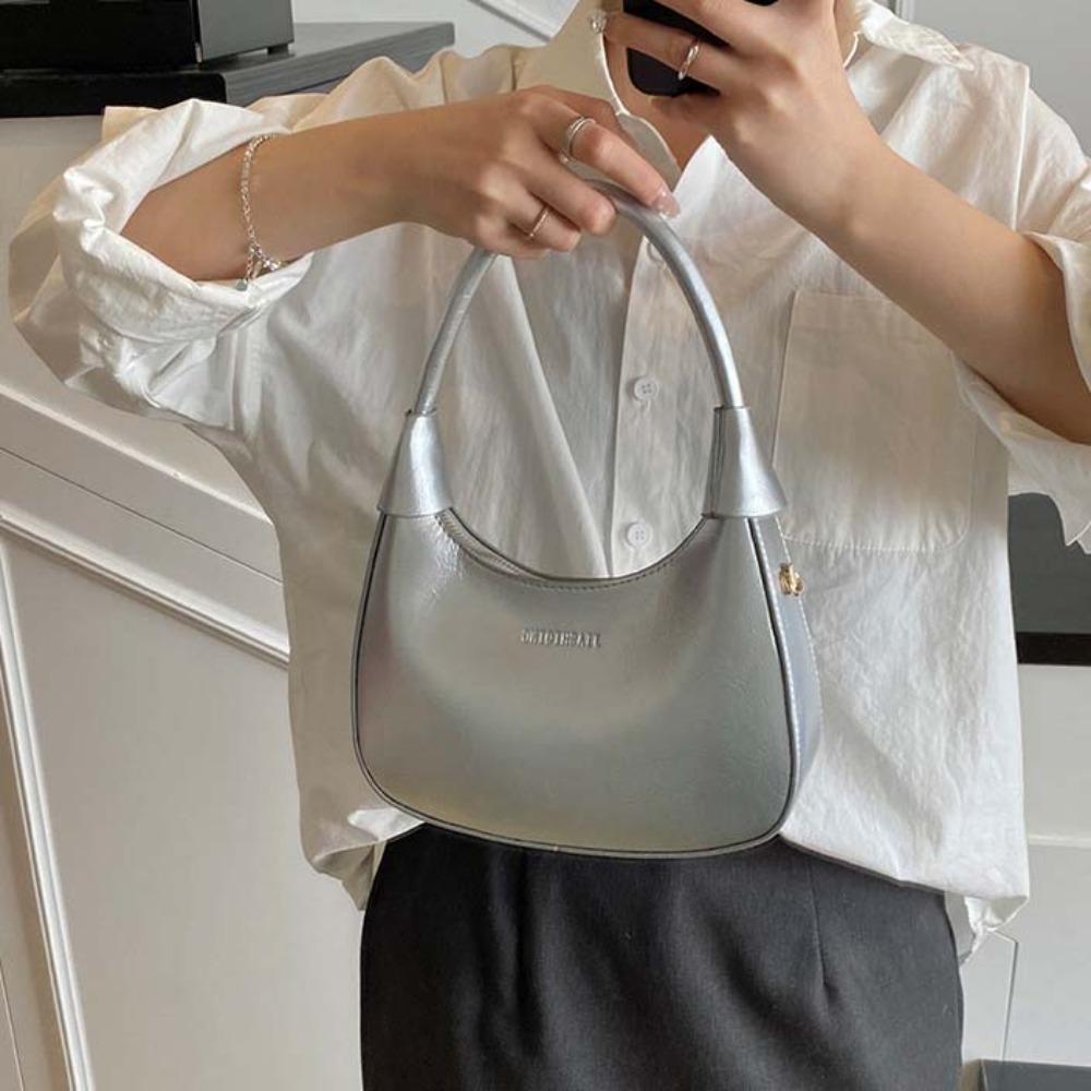 

Elegant PU Hobo Bag Large Capacity Texture Handbag Shoulder Bag French Underarm Bag Women чорний