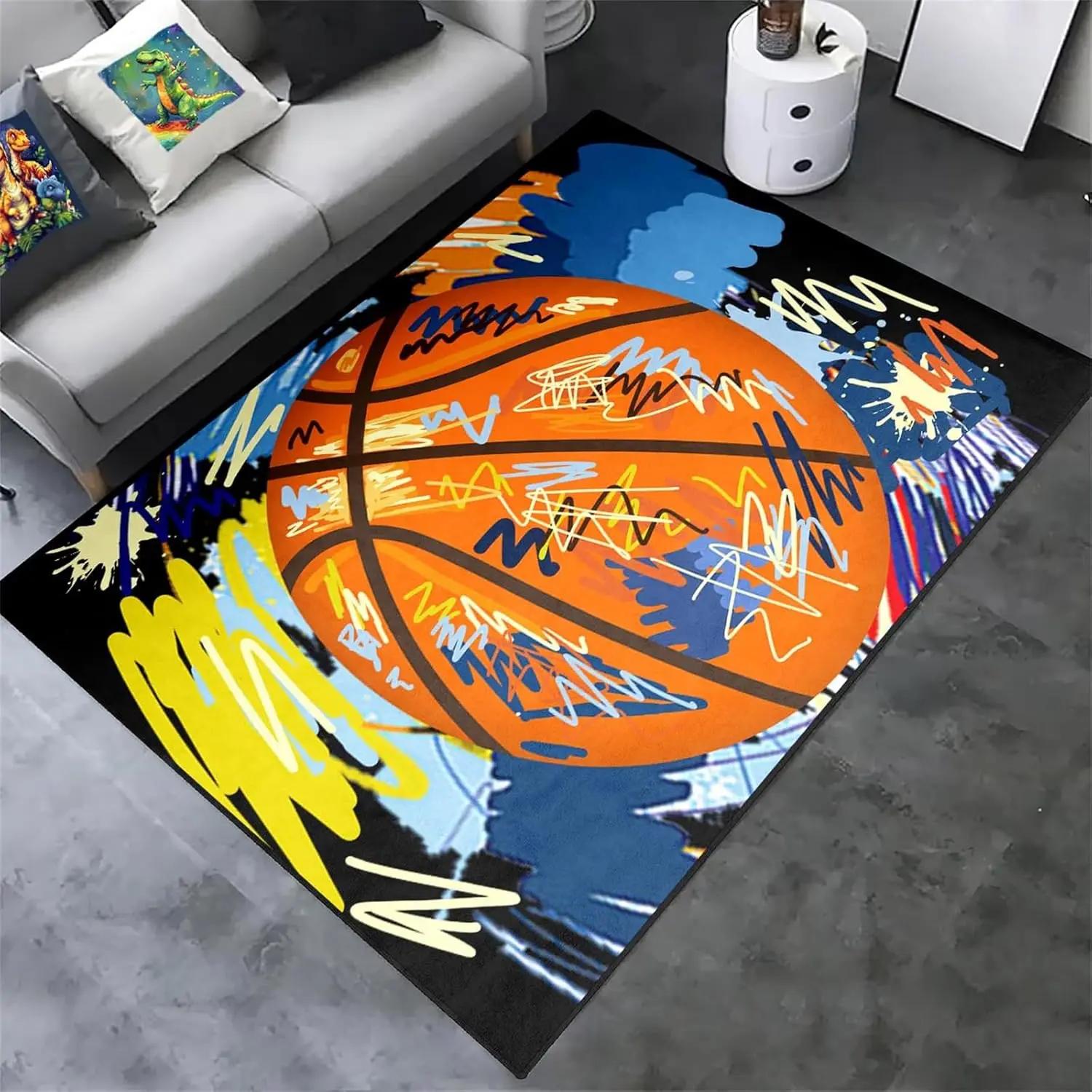 

Boys Basketball Rug Graffiti Spray Paint Street Art Sports-Themed Carpet Mat for Bedroom Home Decoration Colorful Design 40x60cm