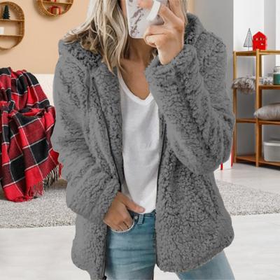 Abrigo de Forro Polar para Mujer Chaqueta Holgada con Cremallera y Capucha Sudadera Peluda Abierta Delantera Otoño Invierno Ropa Exterior Térmica