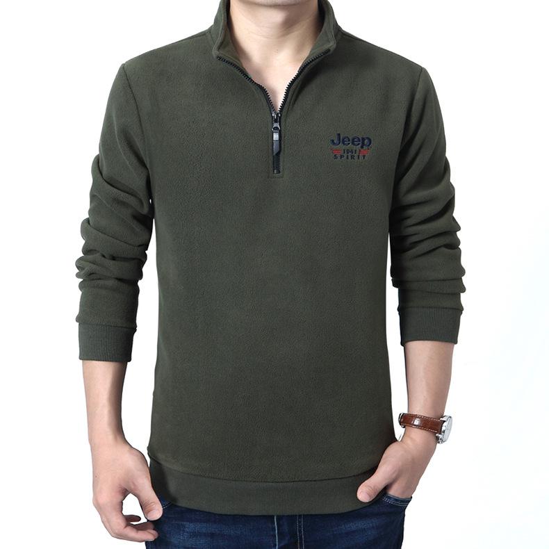 

JEEP SPIRIT Men s Polar Fleece Stand Collar Hoodie, Plus Size Pullover Jacket, Casual Top 6109. 3XL армия зеленый