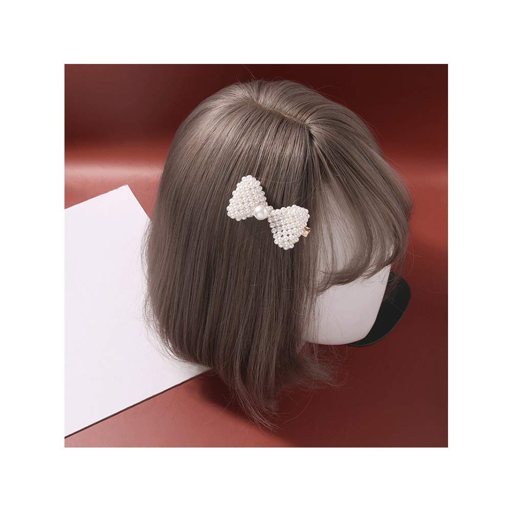 Girls' Hair Ornament, Pearl White Ribbon, 2-Piece Set, Hair Ornament, Hair Clip, Hair Clip, Stylish and Cute for Formal Occasions, Birthday Parties,