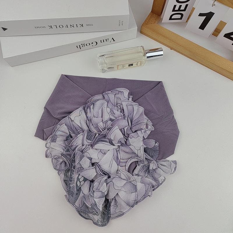 Korean Floral Chiffon Neck Guard False Collar Hedging Scarf Summer Women Ice Silk Protect Cervical Elastic Bib Headneck P51