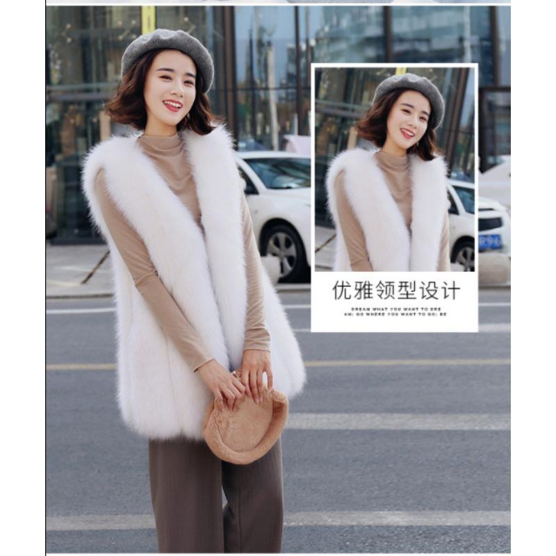 Fur vest women's medium and long light vest imitation fox fur vest vest fur integrated jacket