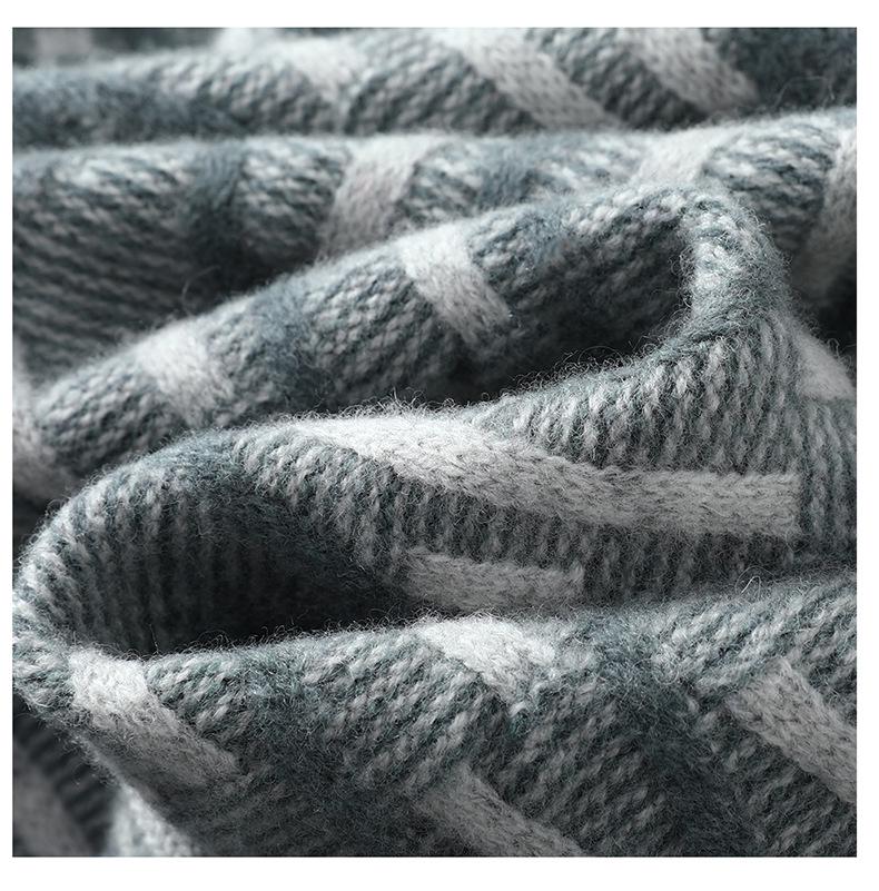 2025 Men’s Autumn/Winter Loose Fit Wool Sweater - Round Neck, Color Block, Plus Size Jacquard Pullover