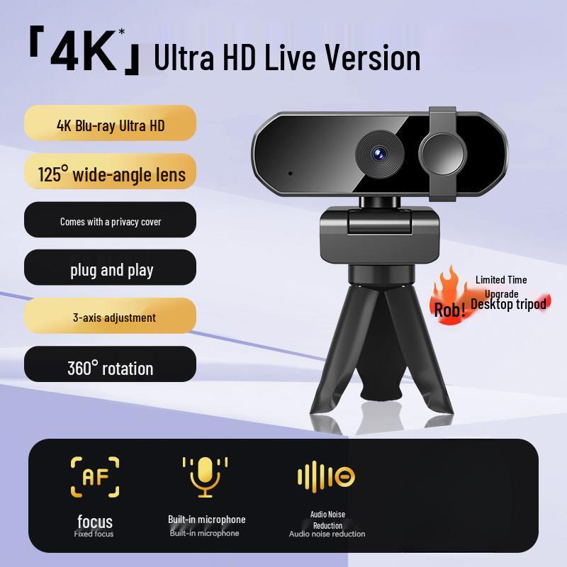 HD Webcam with Microphone & Privacy Cover for Online Classes, Laptops, Desktops, and Beauty Applications