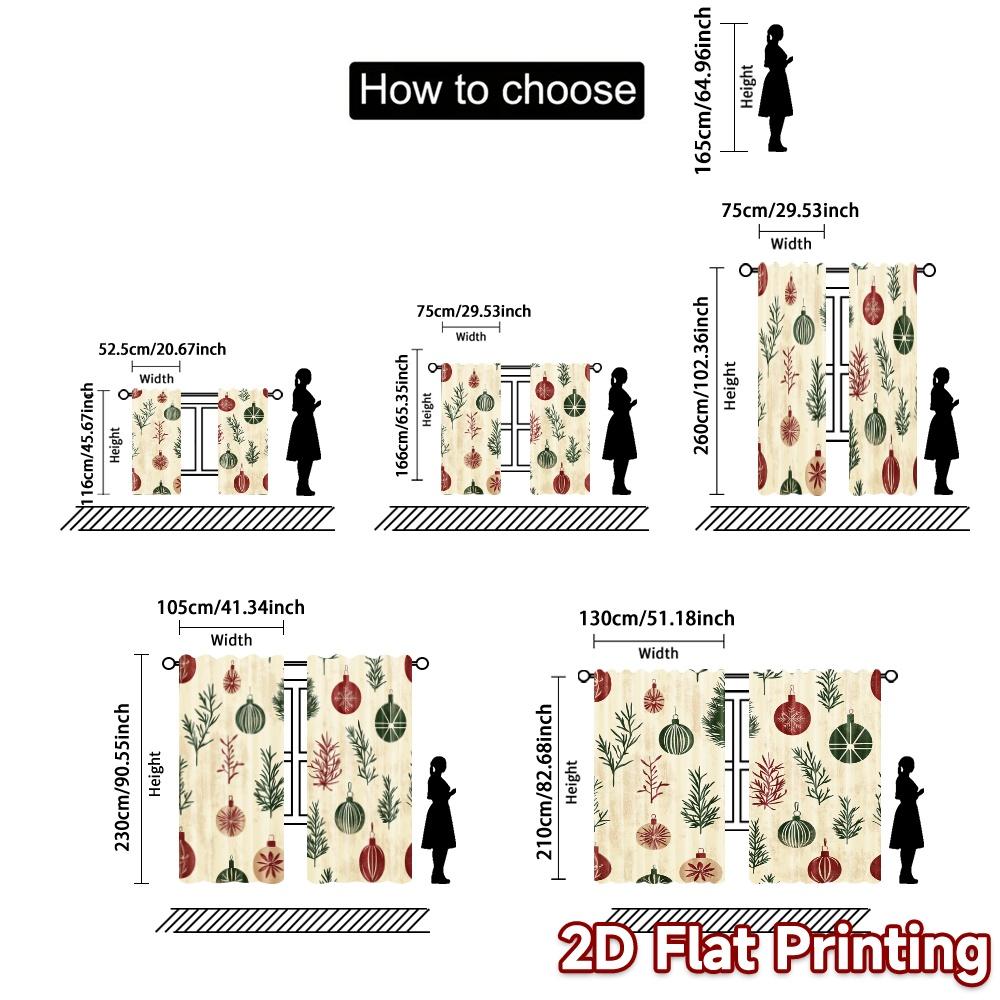 2Pcs,Curtains Christmas Ornament Trees Stars (2) Creative Popular Curtains Versatile Polyester Curtains Thermal Insulation, And