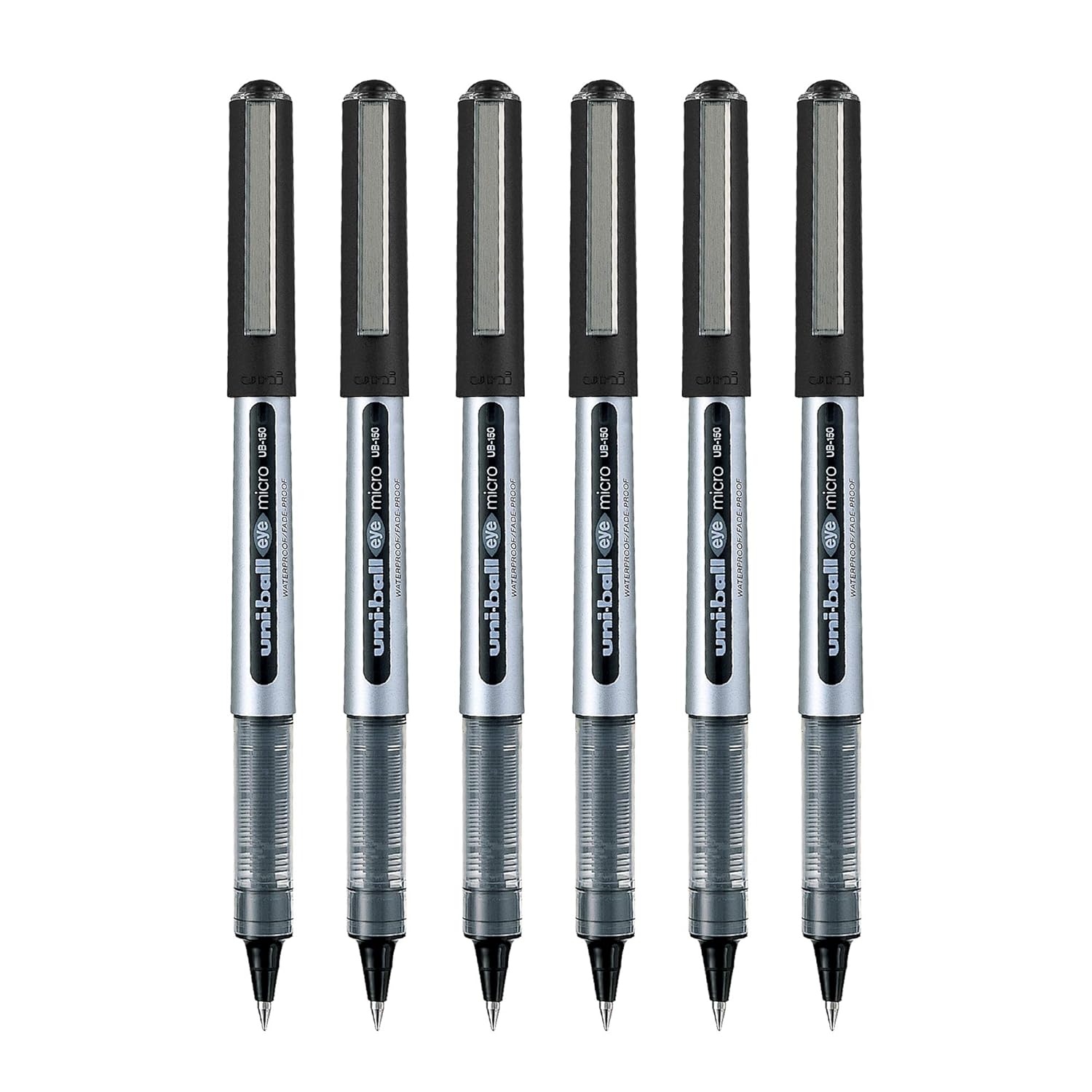uni-ball Eye UB150 0.5mm Roller Ball Pen Black Ink Pack of 6 Smooth Writing Office School Stationery