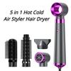 Electric Hair Dryer 5 In 1 Multifunctional Hair Straightener Negative Ion Hair Care Curler Blow Dryer Styling Set Strong Wind