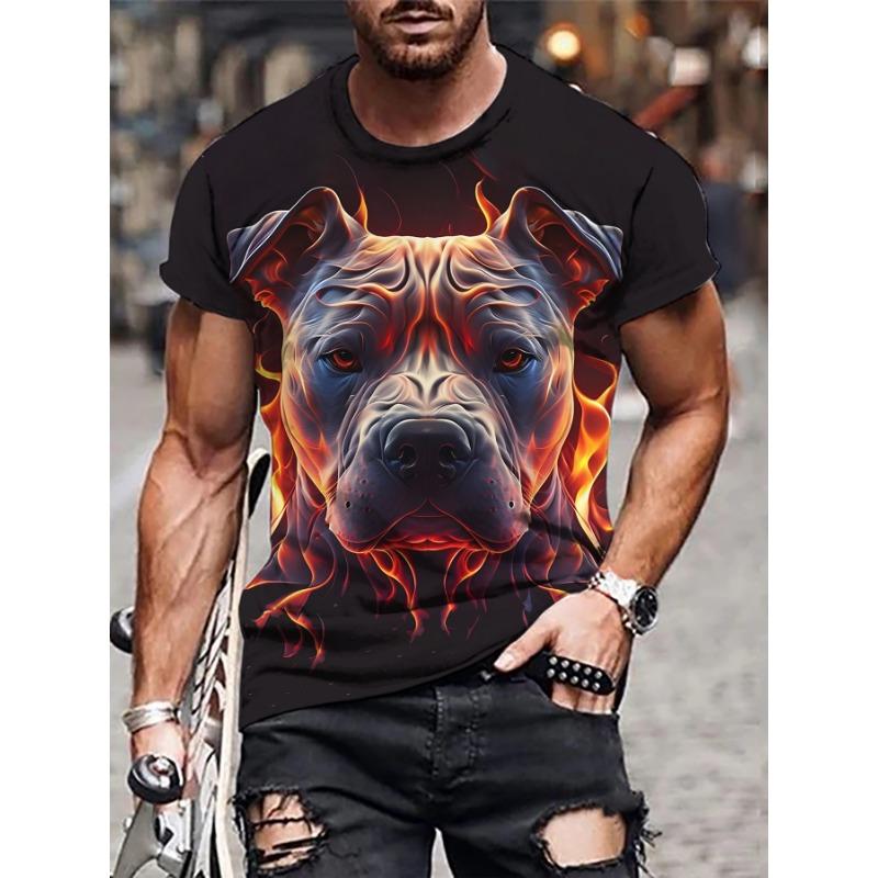 Men's 3D Trendy Letter Summer Short Sleeved Simple Round Neck T-shirt Street Style Shirt