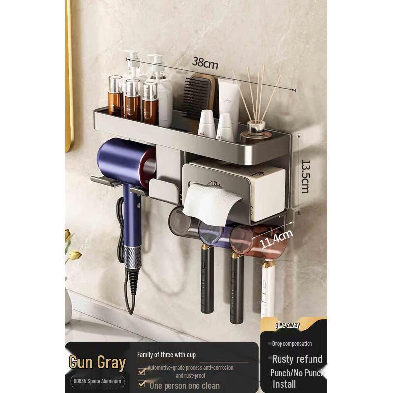 Ceramic Wall-Mounted Toothbrush Holder & Organizer