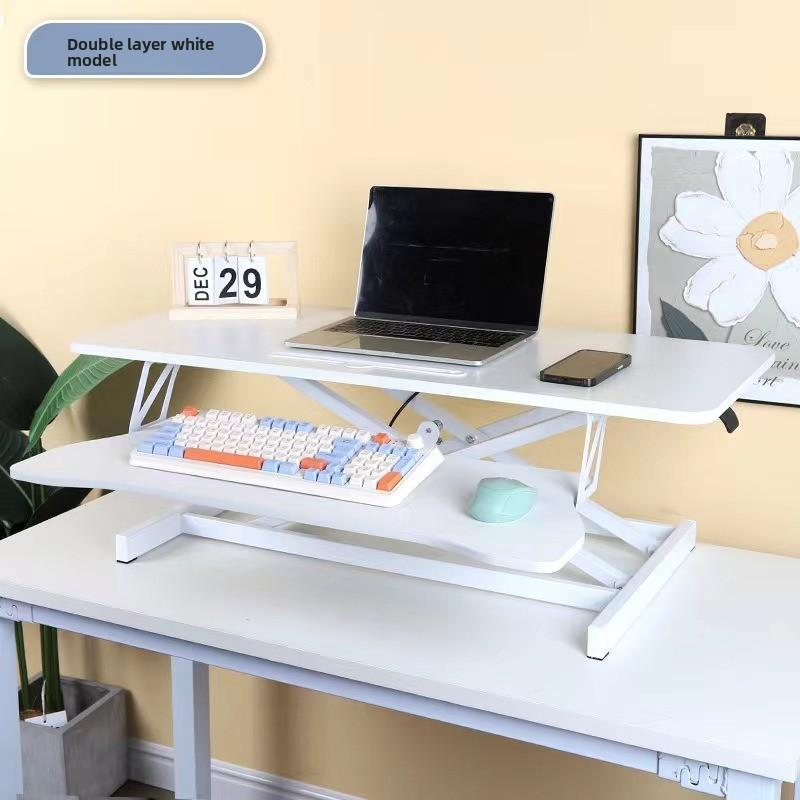 Pneumatic Standing Desk Laptop Table Foldable Adjustable Height Office Desktop Riser for Computer Notebook Workstation