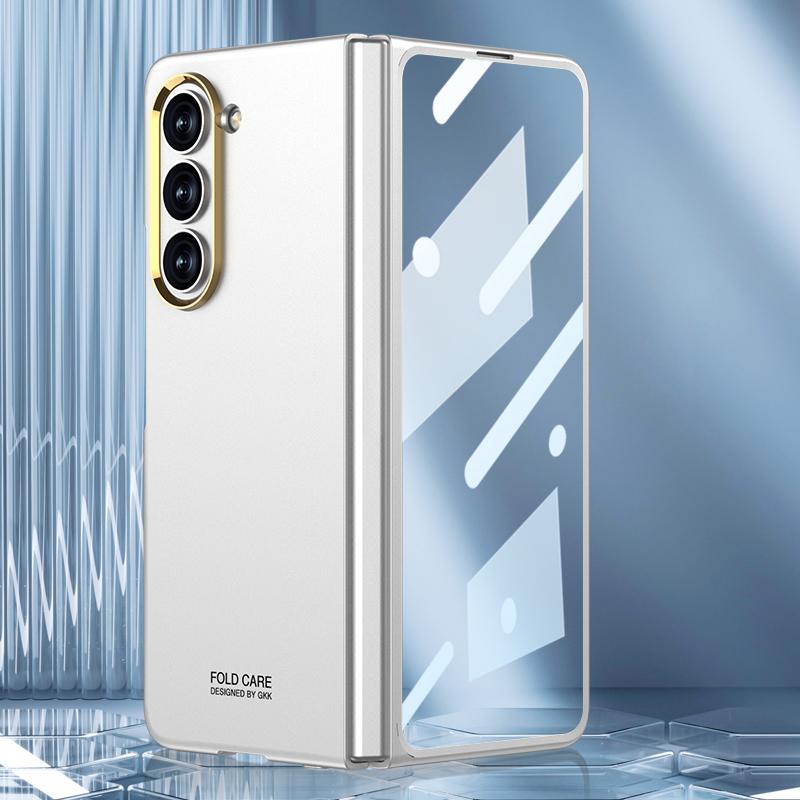

GKK Противоударный чехол для Samsung Galaxy Z Fold5 5G Жесткий ПК чехол для телефона с пленкой из закаленного стекла Silver