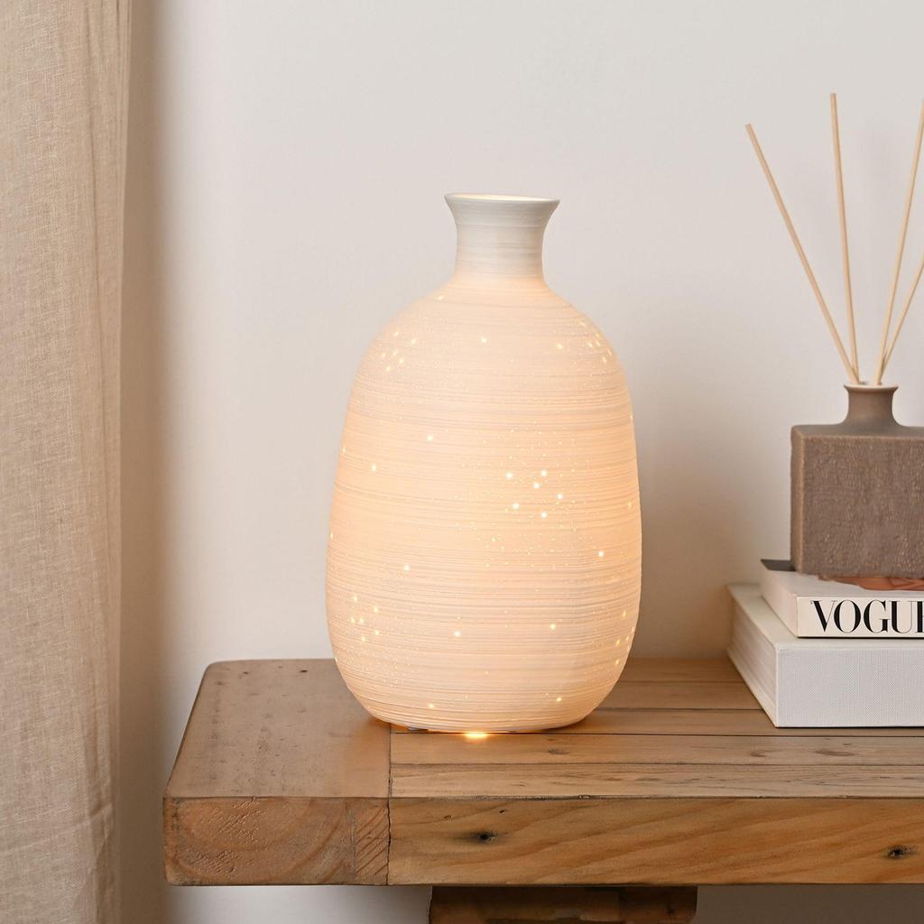 Hestia White Tall Textured Table Lamp