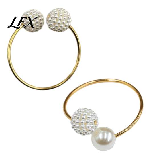 Elegant Napkin Rings for Reception 3Pcs Faux Pearl Rings, Reusable Metal Holders, Holders Table Weddings Banquets Dinner Parties Decor Clips