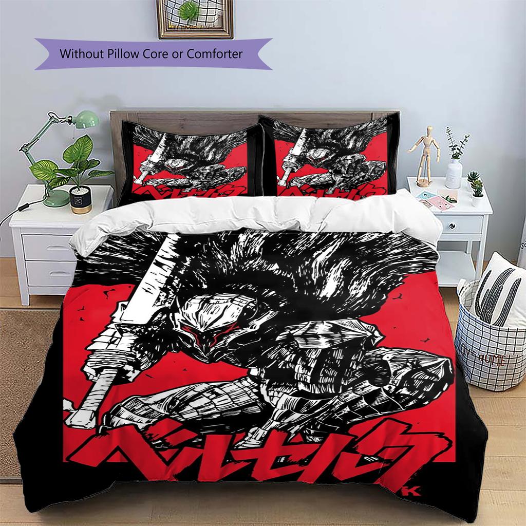 Juego de Ropa de Cama con Estampado de Dibujos Animados Colcha Funda de Colcha Funda de Almohada Decoración del Hogar Regalo de Cumpleaños (1 * funda nórdica + 2 * fundas de almohada, sin núcleo)