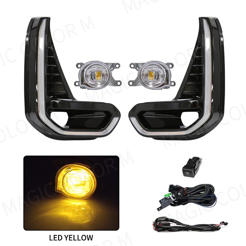 For Toyota Hilux Revo 2020 2021 Led DRL Fog Lamp Daytime Running Light Day Bumper Driving Waterproof Turn Signal Wires Switch
