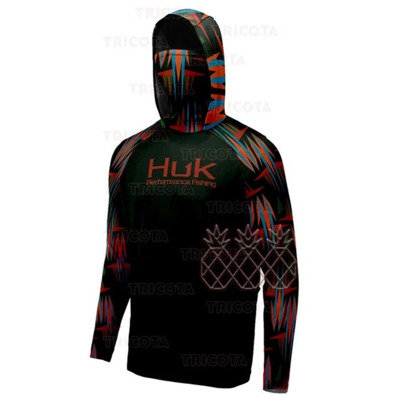 Mens Quick-Dry UV Protection Hooded Fishing Long Sleeve Shirt Outdoor Summer Sports Cycling Apparel