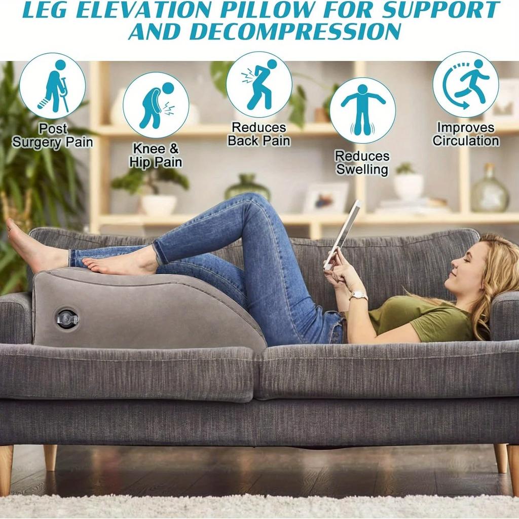 [Ergonomic Leg Pillow] Soft Polyvinyl Chloride Cushion for Hip, Foot, leg - Adjustable Height Settings for Swelling, Circulation