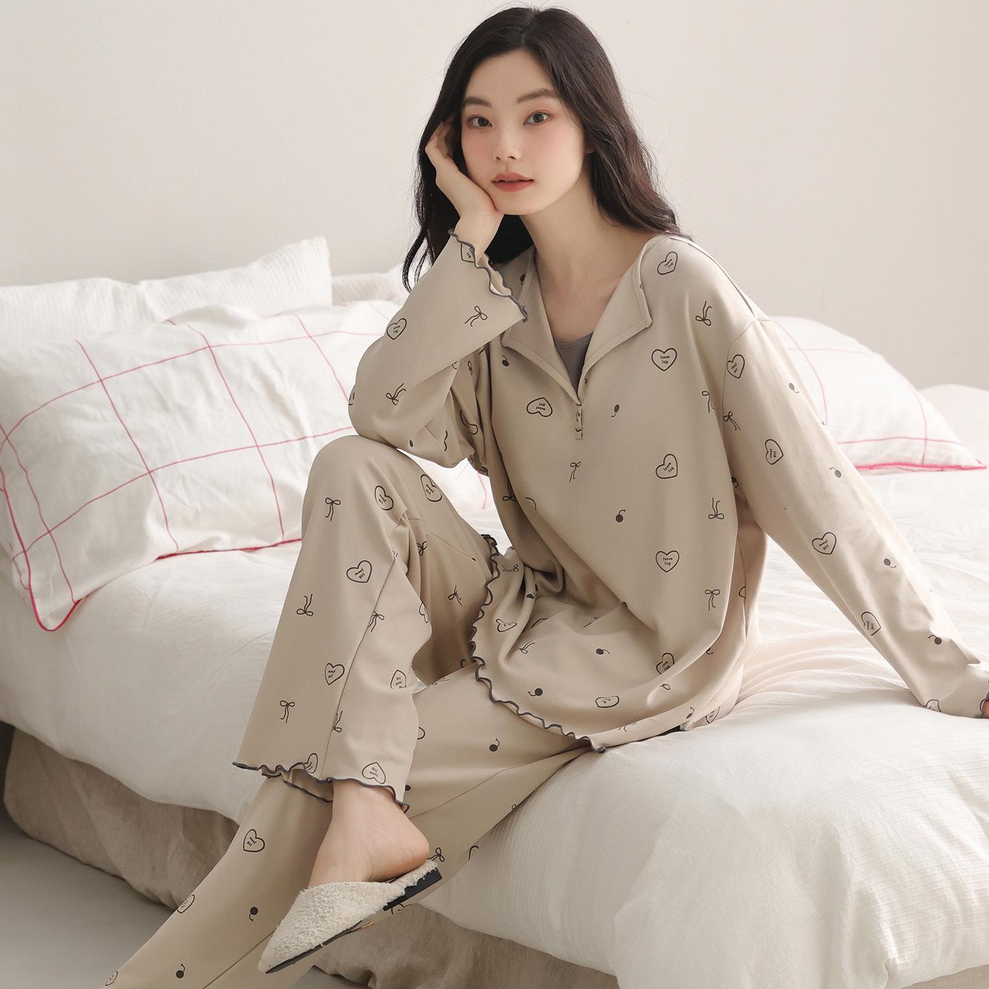 

Женская хлопковая пижама Shuangmian в полоску с длинным рукавом - стиль весна/осень 2025, можно носить на улице, вариант домашней одежды. XL