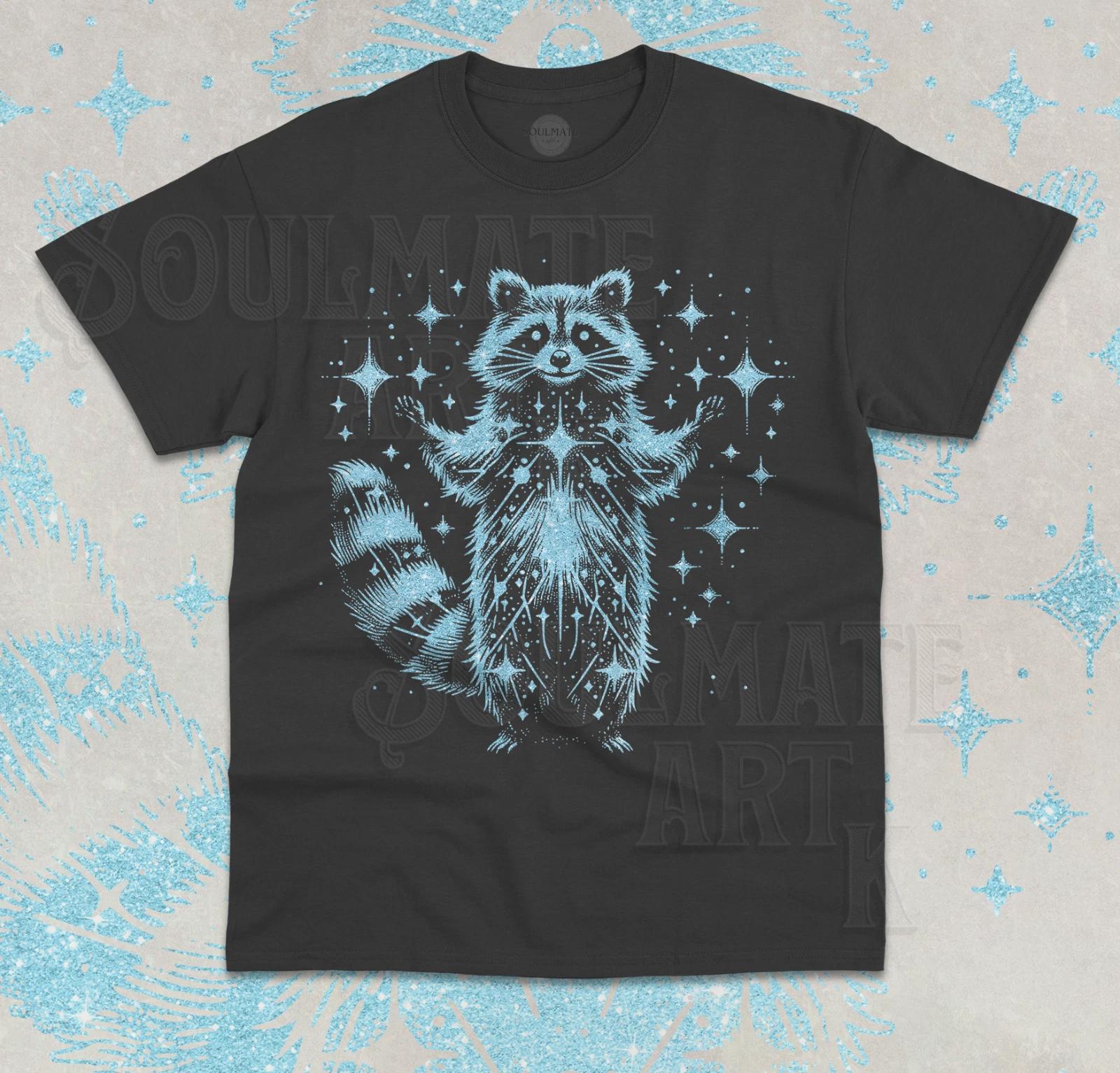 Alpha Raccoon In Space Cheering T- Shirt Galaxy Funny Cute Unisex Shirt L
