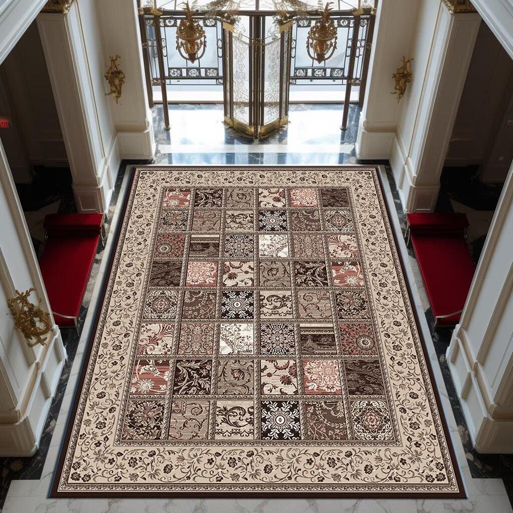 

American Vintage Carpet Ethnic Style Living Room Sofa Coffee Table Rug Floral Print Water-Absorbent Non-Slip Home Decor Mat 40x60cm