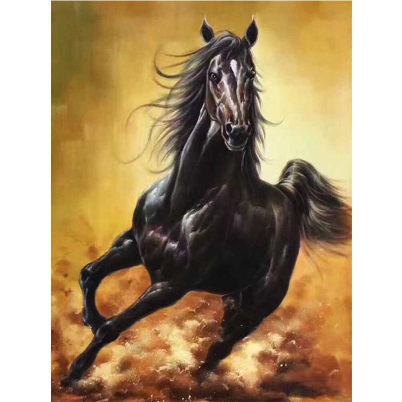 5D DIY Diamond Painting Animal Horse Kit Full Drill Round Embroidery Mosaic Art Picture of Rhinestones Home Decoration Gift